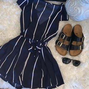 Navy blue Stripe Romper